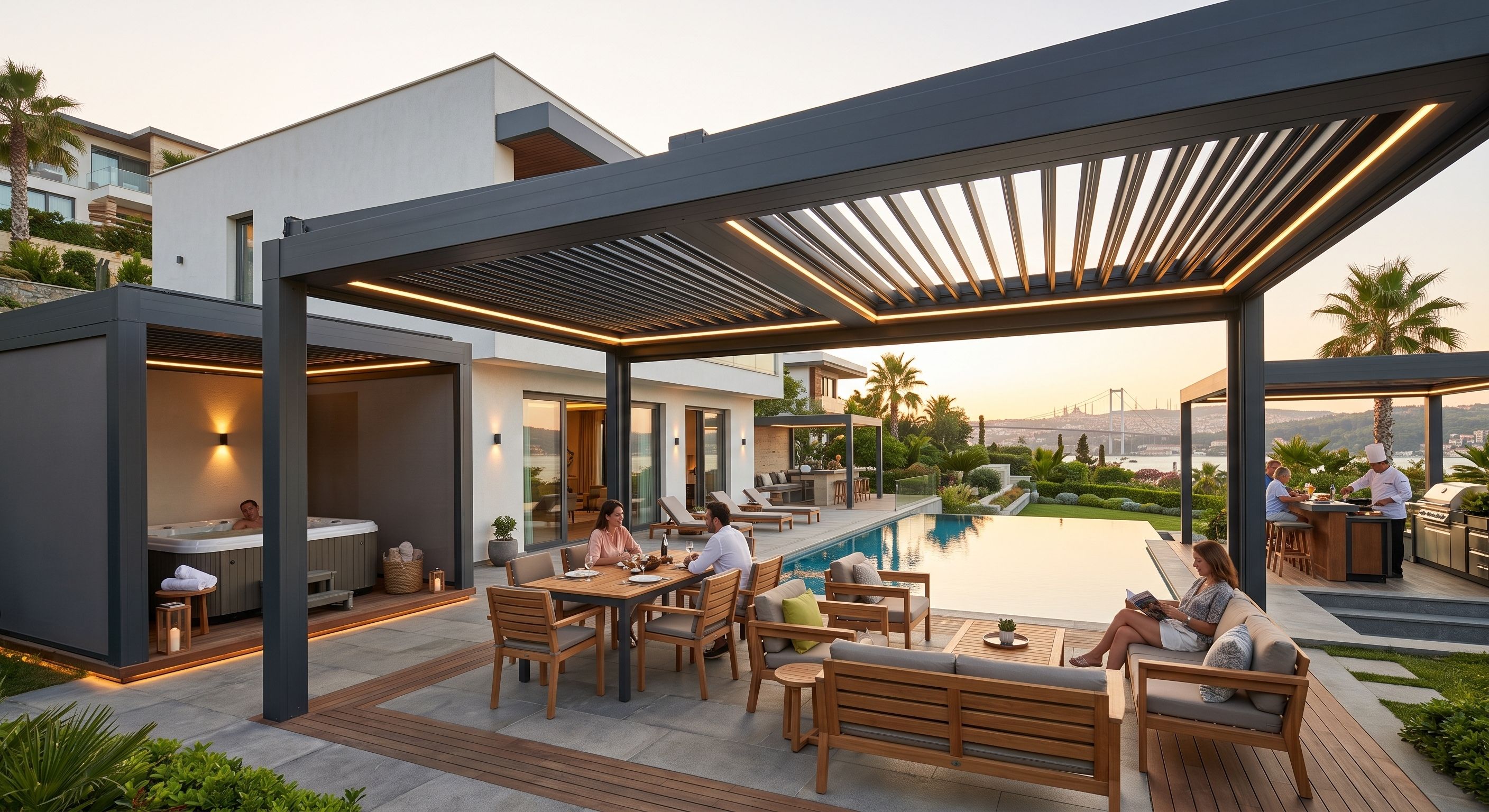 Kafe restoran bioklimatik sistemi